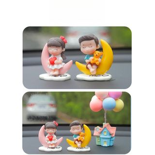 Mô Hình Cặp Đôi Ngồi Cung Trăng -Trang Trí Taplo Ô Tô, Bàn Học, Bàn Làm Việc, Tiểu Cảnh Dễ Thương