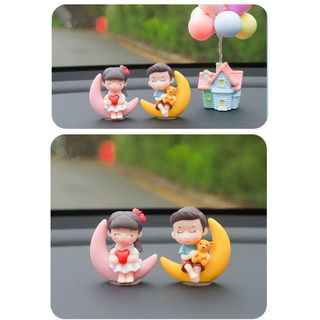 Mô Hình Cặp Đôi Ngồi Cung Trăng -Trang Trí Taplo Ô Tô, Bàn Học, Bàn Làm Việc, Tiểu Cảnh Dễ Thương