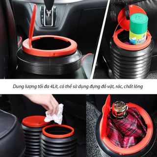 Thùng Rác Gấp Gọn Thùng Rác Ô Tô Mini Co Giãn Dung Tích 4L Có Nắp Đậy Cực Tiện Lợi moclancar