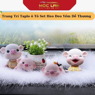 Trang Trí nội thất ô Tô Heo Đeo Yếm Dễ Thương Trang Trí Bàn Làm Việc Quà Tặng Ý Nghĩa