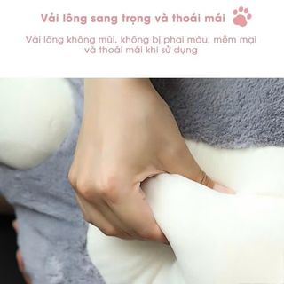 Bộ Lót Ghế Ngồi Hình Bàn Chân Mèo Xinh Xắn Dễ Thương - Bộ Gối Tựa Đầu Cổ Trên Ô Tô- 2 Màu Lựa Chọn