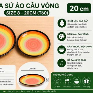 ĐĨA SỨ ẢO CẦU VÒNG SIZE 8 - 20CM (T60)
