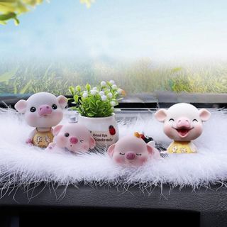 Trang Trí nội thất ô Tô Heo Đeo Yếm Dễ Thương Trang Trí Bàn Làm Việc Quà Tặng Ý Nghĩa