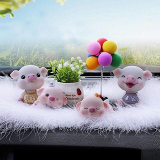 Trang Trí nội thất ô Tô Heo Đeo Yếm Dễ Thương Trang Trí Bàn Làm Việc Quà Tặng Ý Nghĩa