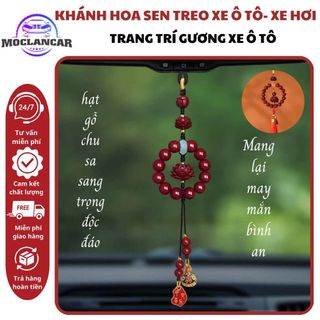Khánh Treo Xe Ô Tô , Xe Hơi Hình Hoa Sen Hạt Gỗ Chu Sa Mang Lại May Mắn Bình An-Ô Tô Fun mộc lan