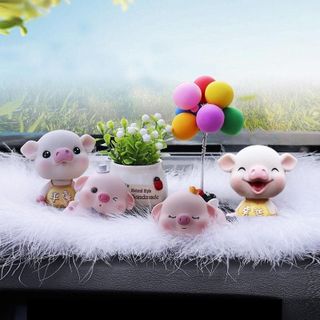 Trang Trí nội thất ô Tô Heo Đeo Yếm Dễ Thương Trang Trí Bàn Làm Việc Quà Tặng Ý Nghĩa