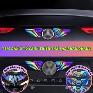 Tem Dán Xe Ô Tô Phản Quang 3D Laser STARTCFDAVID, Đôi Cánh Thiên Thần-Trang Trí Ngoại Thất Xe Hơi