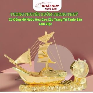 TƯỢNG THUYỀN BUỒM PHONG THUỶ THUẬN BUỒM XUÔI GIÓ Có Đồng Hồ Nước Hoa Cao Cấp Trang Trí Taplo Bàn Làm Việc khaihuyauto