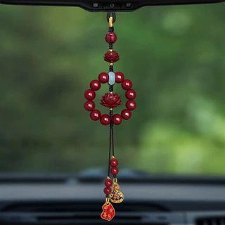 Khánh Treo Xe Ô Tô , Xe Hơi Hình Hoa Sen Hạt Gỗ Chu Sa Mang Lại May Mắn Bình An-Ô Tô Fun mộc lan