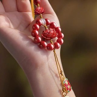 Khánh Treo Xe Ô Tô , Xe Hơi Hình Hoa Sen Hạt Gỗ Chu Sa Mang Lại May Mắn Bình An-Ô Tô Fun mộc lan