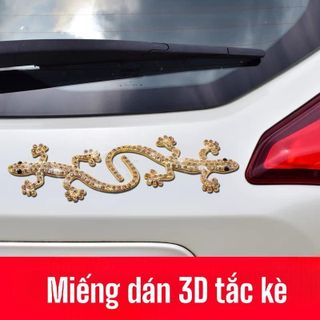 Tem Dán Xe Ô Tô Xe Máy Decal Kim Loại Đính Đá 3D Hình Tắc Kè, Thằn Lằn , Thạch Sùng Trang Trí Ô Tô Nhãn Dán
