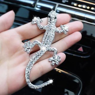 Tem Dán Xe Ô Tô Xe Máy Decal Kim Loại Đính Đá 3D Hình Tắc Kè, Thằn Lằn , Thạch Sùng Trang Trí Ô Tô Nhãn Dán