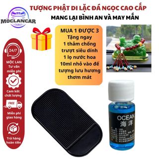 [Có sẵn] Tượng phật Di Lặc Ngọc xanh - Ngọc vàng may mắn trang trí phong thủy trong nhà và taplo ô tô - tượng ngọc bích Decor Decor Phòng