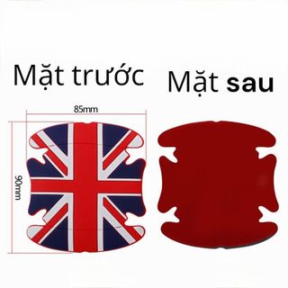 Miếng cao su dán chống xước hõm cửa ô tô bộ 4 miếng hình lá cờ giúp lá cơ giúp bảo vệ hõm tay nắm cửa ô tô không bị xước Nhãn Dán Decal Tem