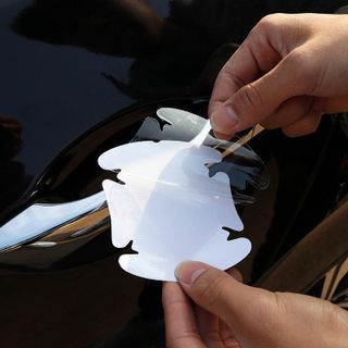 Miếng cao su dán chống xước hõm cửa ô tô bộ 4 miếng hình lá cờ giúp lá cơ giúp bảo vệ hõm tay nắm cửa ô tô không bị xước Nhãn Dán Decal Tem