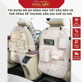 Túi Đa Năng Treo Ô Tô Phụ Tùng Nội Thất Đựng Đồ Phong Cách Hàn Quốc Chống Thấm Hình Gấu Nâu Thỏ Hồng Dễ Thương