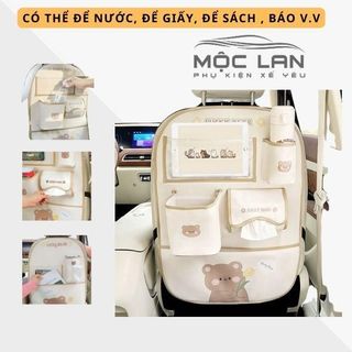 Túi Đa Năng Treo Ô Tô Phụ Tùng Nội Thất Đựng Đồ Phong Cách Hàn Quốc Chống Thấm Hình Gấu Nâu Thỏ Hồng Dễ Thương