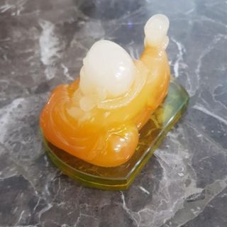 [Có sẵn] Tượng phật Di Lặc Ngọc xanh - Ngọc vàng may mắn trang trí phong thủy trong nhà và taplo ô tô - tượng ngọc bích Decor Decor Phòng