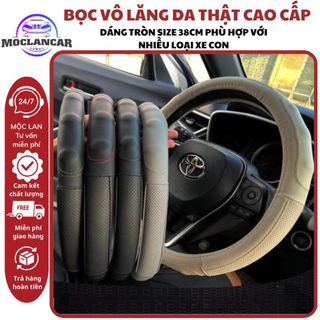 Bọc Vô Lăng Ô Tô Da Cừu Thật 100% – Size 38cm – Vô Lăng Tròn – Cao Cấp – Mềm Mại – Chống Trơn Trượt Mồ Hôi Tay