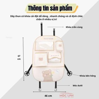 Túi Đa Năng Treo Ô Tô Phụ Tùng Nội Thất Đựng Đồ Phong Cách Hàn Quốc Chống Thấm Hình Gấu Nâu Thỏ Hồng Dễ Thương