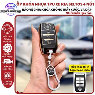 Ốp chìa khoá cho xe KIA Sonet, KIA Seltos, KIA Carens 2022-2024 chất liệu TPU Cao Cấp (4 nút bấm - thông minh)