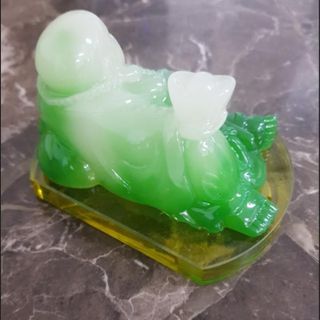 [Có sẵn] Tượng phật Di Lặc Ngọc xanh - Ngọc vàng may mắn trang trí phong thủy trong nhà và taplo ô tô - tượng ngọc bích Decor Decor Phòng