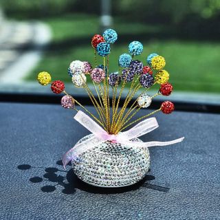 Chậu cây tài lộc trang trí ô tô nhà cửa - chậu cây đính đá
