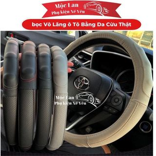 Bọc Vô Lăng Ô Tô Da Cừu Thật 100% – Size 38cm – Vô Lăng Tròn – Cao Cấp – Mềm Mại – Chống Trơn Trượt Mồ Hôi Tay