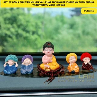 Sét 5 Món Ông Phật Như Lai Áo Vàng Và Bộ Tứ Không Tặng Thảm, Ở Đâu Có Phật Ở Đó Có Bình An - Otofunmoclan
