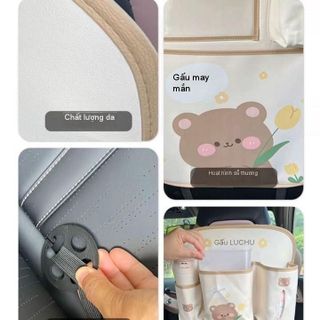 Túi Đa Năng Treo Ô Tô Phụ Tùng Nội Thất Đựng Đồ Phong Cách Hàn Quốc Chống Thấm Hình Gấu Nâu Thỏ Hồng Dễ Thương