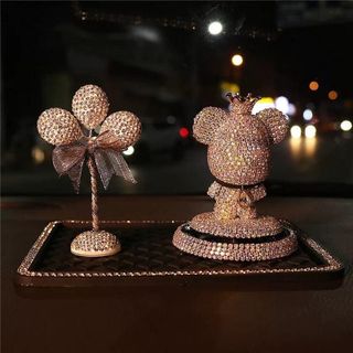 Gấu Chân Ngắn Gloomy Bear Đính Đá Sang Trọng Trang Trí Taplo Oto, Sáp Thơm Khử Mùi Ô Tô