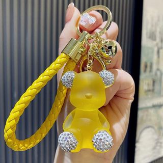 (5 màu) Móc Khóa Gấu Berick Pha Lê Trong Suốt Tai Đính Đá Hoạt Hình Dễ Thương Pikachu Đinh Caro Móc Khoá