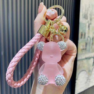 (5 màu) Móc Khóa Gấu Berick Pha Lê Trong Suốt Tai Đính Đá Hoạt Hình Dễ Thương Pikachu Đinh Caro Móc Khoá