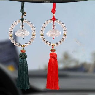 Dây Treo Trang Trí Gương Chiếu Hậu Xe Hơi Hình Đài Sen Đá Pha Lê-Khánh Liên Hoa Vòng Hạt Trong Suốt Treo Gương Chiếu hậu