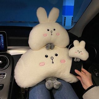 Gối Tựa Đầu Ô Tô Hình Thỏ Dễ Thương, Gối Ô Tô Hình Thú Hai Màu Hồng , Trắng Dùng Trên Xe Hơi khaihuyauto
