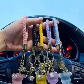 (5 màu) Móc Khóa Gấu Berick Pha Lê Trong Suốt Tai Đính Đá Hoạt Hình Dễ Thương Pikachu Đinh Caro Móc Khoá