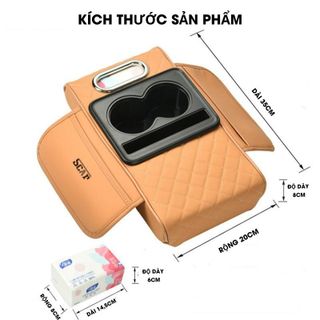 Đệm Tỳ Tay Ô Tô Mẫu Mới 4 Trong 1, Chất Lệu Lõi Cao Su Non Bọc Da PU Cao Cấp, Hộp Đựng Giấy Đa Năng