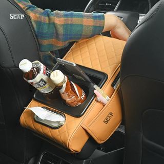 Đệm Tỳ Tay Ô Tô Mẫu Mới 4 Trong 1, Chất Lệu Lõi Cao Su Non Bọc Da PU Cao Cấp, Hộp Đựng Giấy Đa Năng