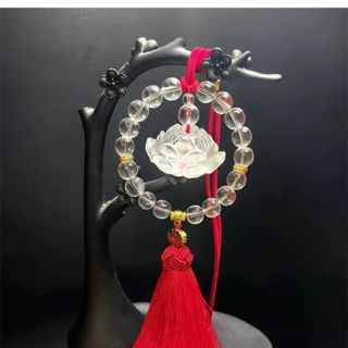 Dây Treo Trang Trí Gương Chiếu Hậu Xe Hơi Hình Đài Sen Đá Pha Lê-Khánh Liên Hoa Vòng Hạt Trong Suốt Treo Gương Chiếu hậu