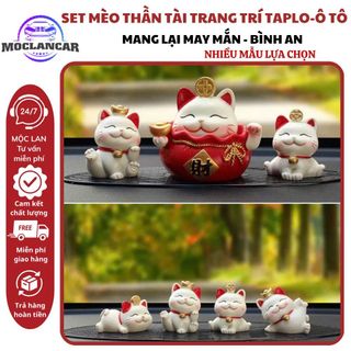 Set Mèo Thần Tài Trang Trí Taplo Ô Tô- Nhà Cửa Mang Lại Tài Lộc May Mắn Bình An-Moc Lan Car