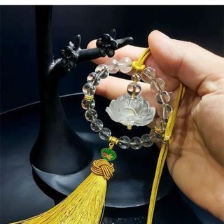 Dây Treo Trang Trí Gương Chiếu Hậu Xe Hơi Hình Đài Sen Đá Pha Lê-Khánh Liên Hoa Vòng Hạt Trong Suốt Treo Gương Chiếu hậu