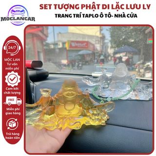 Tượng Phật Di Lặc Để Taplo Ô Tô Lưu Ly Cao Cấp – Phật Cười Chiêu Tài Lộc, Bình An – Trang Trí Xe Hơi Sang Trọng