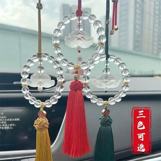 Dây Treo Trang Trí Gương Chiếu Hậu Xe Hơi Hình Đài Sen Đá Pha Lê-Khánh Liên Hoa Vòng Hạt Trong Suốt Treo Gương Chiếu hậu