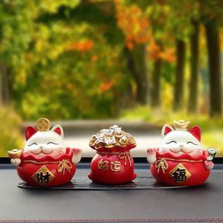 Set Mèo Thần Tài Trang Trí Taplo Ô Tô- Nhà Cửa Mang Lại Tài Lộc May Mắn Bình An-Moc Lan Car