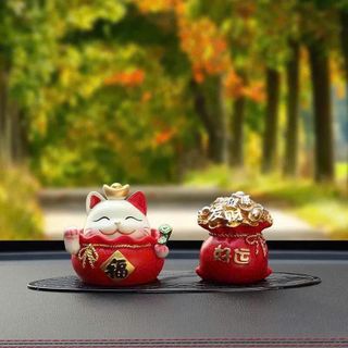 Set Mèo Thần Tài Trang Trí Taplo Ô Tô- Nhà Cửa Mang Lại Tài Lộc May Mắn Bình An-Moc Lan Car