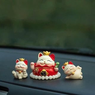 Set Mèo Thần Tài Trang Trí Taplo Ô Tô- Nhà Cửa Mang Lại Tài Lộc May Mắn Bình An-Moc Lan Car