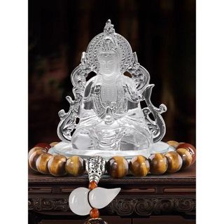 ( BÁN SỈ) Phật Mẹ Quan Âm Đá Lưu Ly Đặt Taplo Phát Sáng, Tượng Phật Pha Lê Cao Cấp Để Taplo Ô tô, Bàn Làm Việc Mang Lại May Mắn