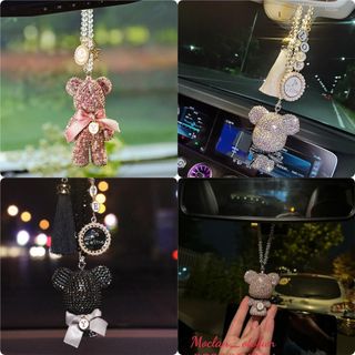 Dây Treo Trang Trí Gương Chiếu Hậu Xe Hơi - Khánh Treo Gương Đính Đá Gấu Gloomy- Moclancar