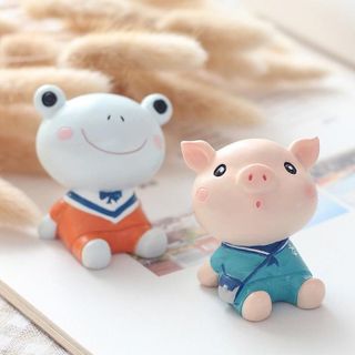 6 con vật dễ thương ngỗ nghĩnh mini-trang trí Taplo-heo-ngựa vằn-ếch-chó-dê-cừu