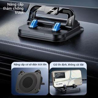 Giá Đỡ Điện Thoại Ô Tô 2in1 Gắn Taplo Kiêm Bảng Số, Xoay 360 Độ, Hình Tai Mèo Cao Cấp Khaihuyauto